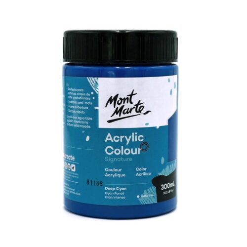 Mont Marte Acrylic Paint 300ml – Deep Cyan