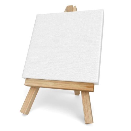Stretched Mini Canvas with Wood Easel 10cm By 10cm
