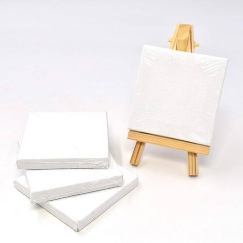 Stretched Mini Canvas with Wood Easel 15cm By 15cm