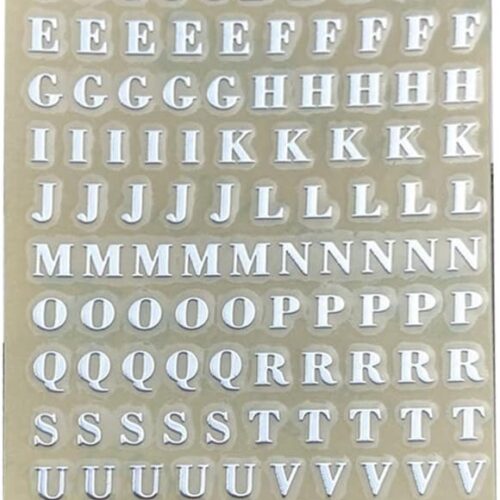Resin Alphabet Stickers -Silver  XCPRC- 395