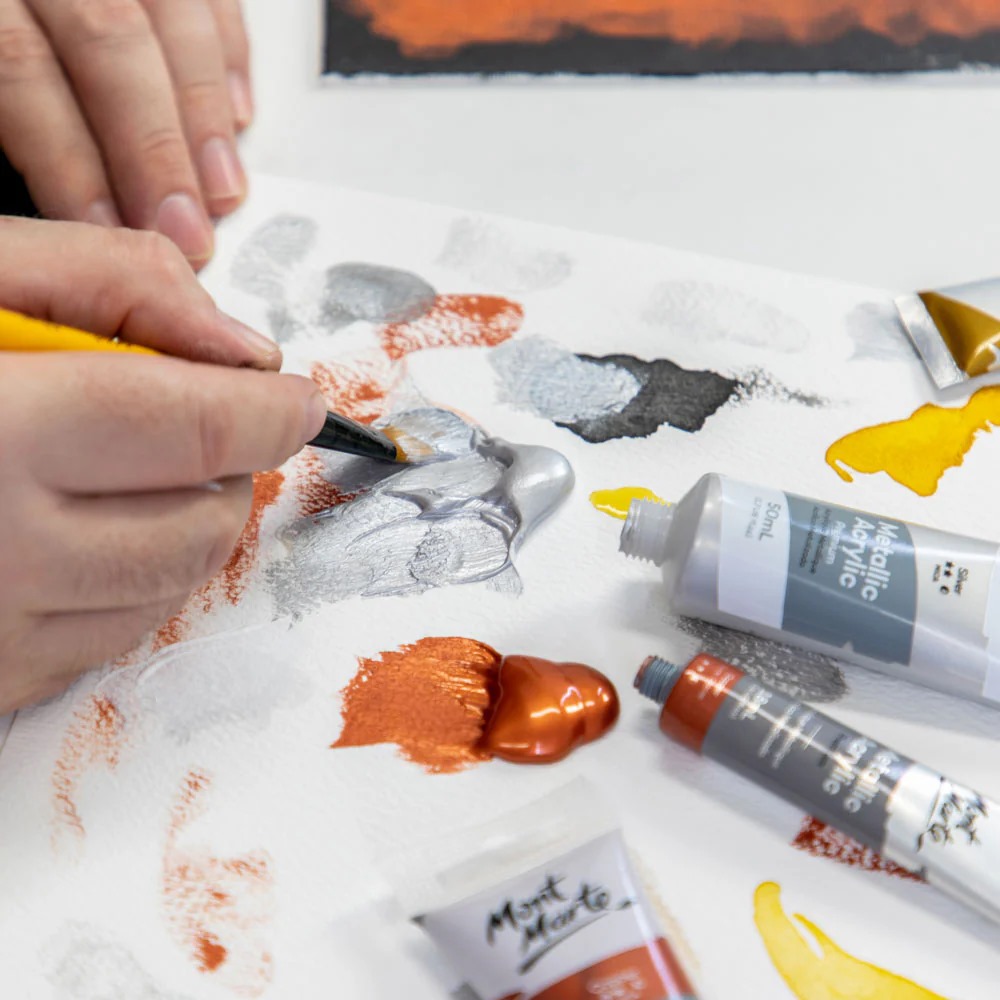 Metallic Acrylic Colour Paint Set Signature 12pc x 36ml - Image 3