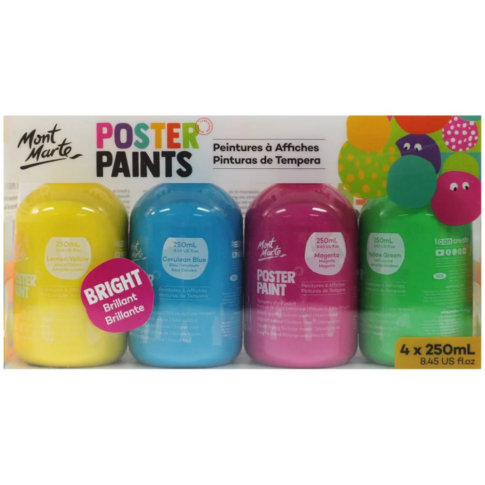 Mont Marte Poster Paints Bright Set 4pcs
