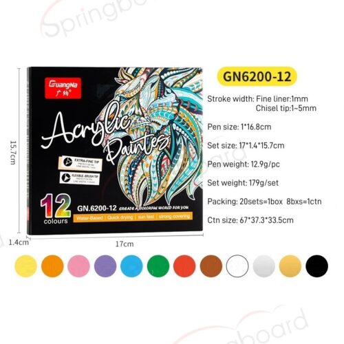 Acrylic Painters Dual-Tips 12pcs GN6200-12