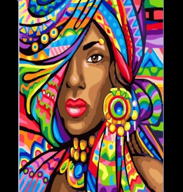 Paint By Numbers- African Lady -20cm by 30cm JK312